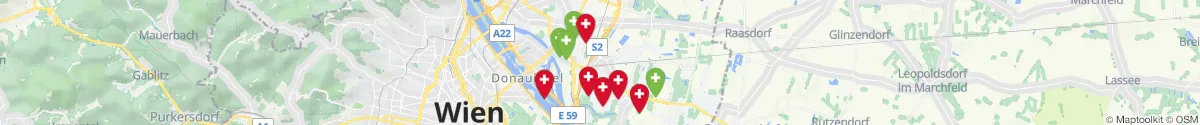 Kartenansicht für Apotheken-Notdienste in der Nähe von 1220 - Donaustadt (Wien)
